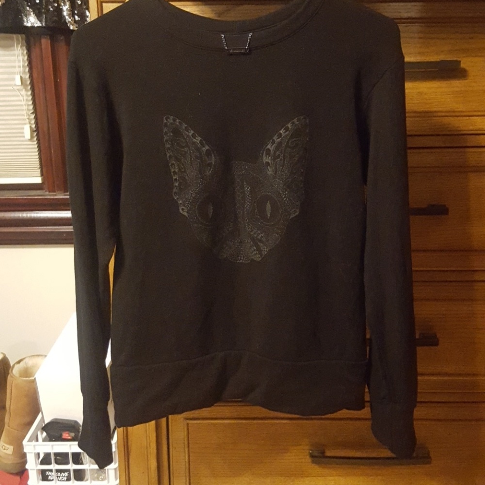 Benjamin jay sweatshirt, black, cat print, size S